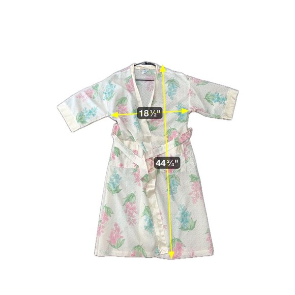 Ashley Ames Vintage Floral Tie Waist Robe Pink Green Sz Small Retro Bohemian - Picture 7 of 10